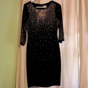 Gold studded sheath cocktail dress sz8